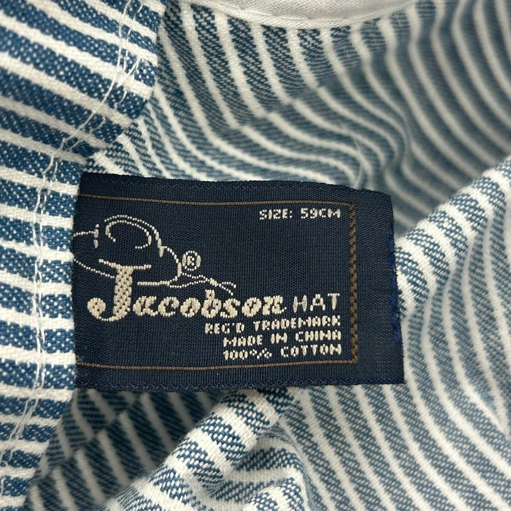 Vintage Conductor Hat Cap Sz L Mens Stripe Train Engineer Railroad Thomas Snap
